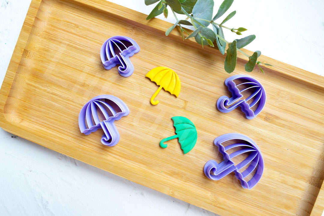 Umbrella Polymer Clay Cutter Set: Fall Earrings, Cookie Dough (30-45mm)