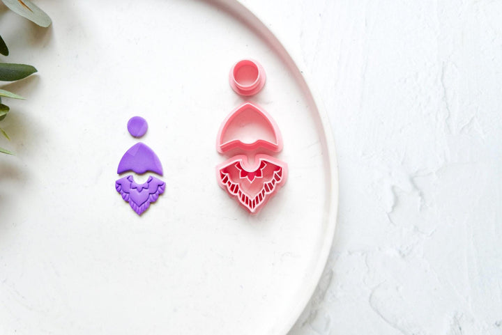 Boho Clay Earring Cutter Set (3pcs): Scalloped Flower Circle, Half Flower