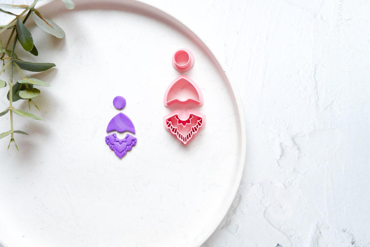 Boho Clay Earring Cutter Set (3pcs): Scalloped Flower Circle, Half Flower