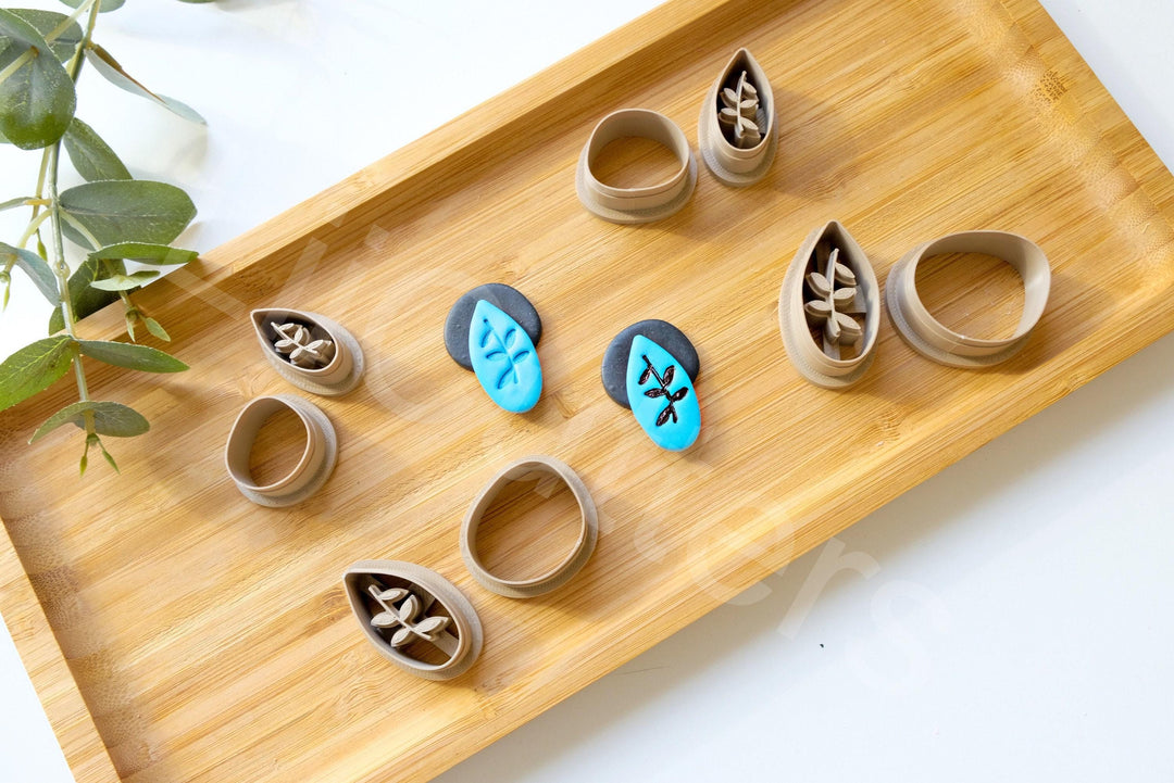 Boho Flower Clay Cutters: Geometric Earring Shapes (2pcs)