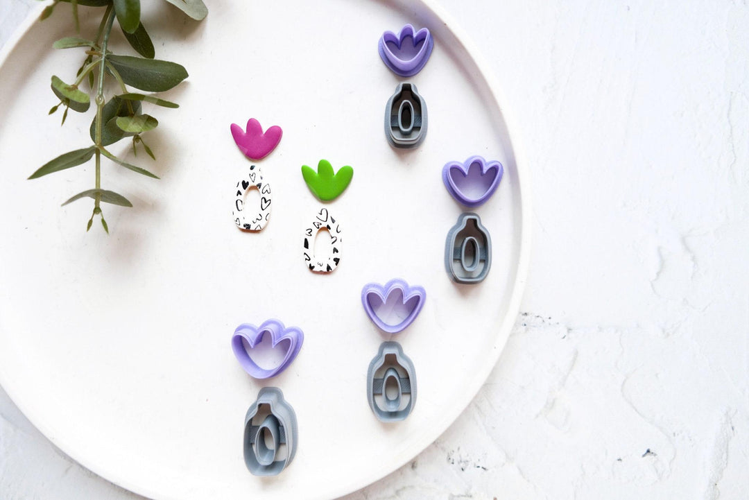 Boho Vase Polymer Clay Cutter Set – Scalloped Flower & Circle Clay Cutters for Earrings, 2pcs DIY Jewelry Making Tools