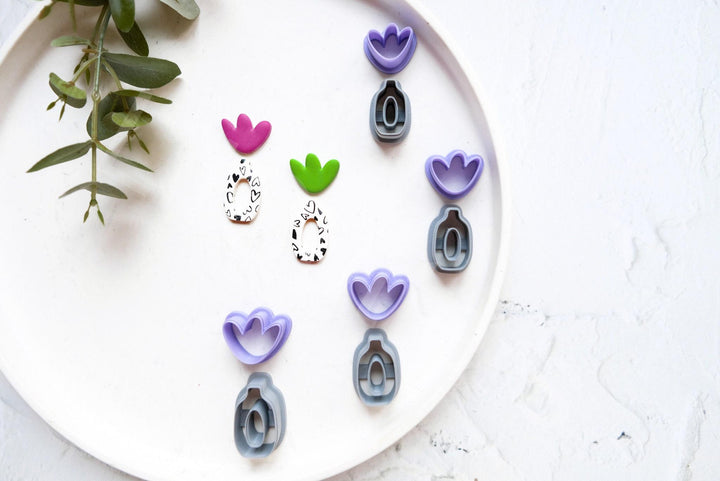Boho Vase Polymer Clay Cutter Set – Scalloped Flower & Circle Clay Cutters for Earrings, 2pcs DIY Jewelry Making Tools