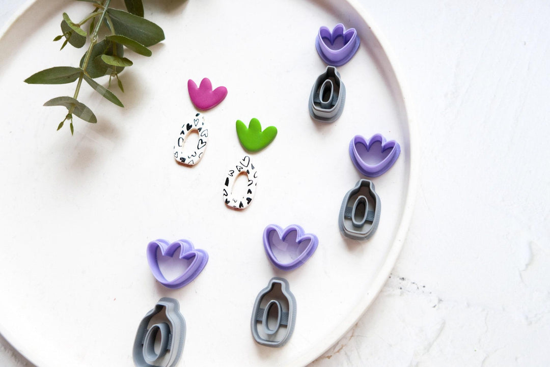 Boho Vase Polymer Clay Cutter Set – Scalloped Flower & Circle Clay Cutters for Earrings, 2pcs DIY Jewelry Making Tools