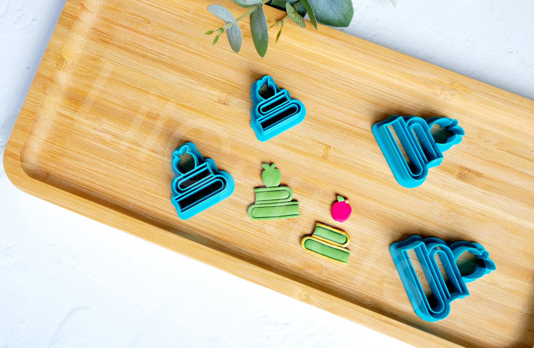 Book & Apple Polymer Clay Cutter: Back to School Earring Tool