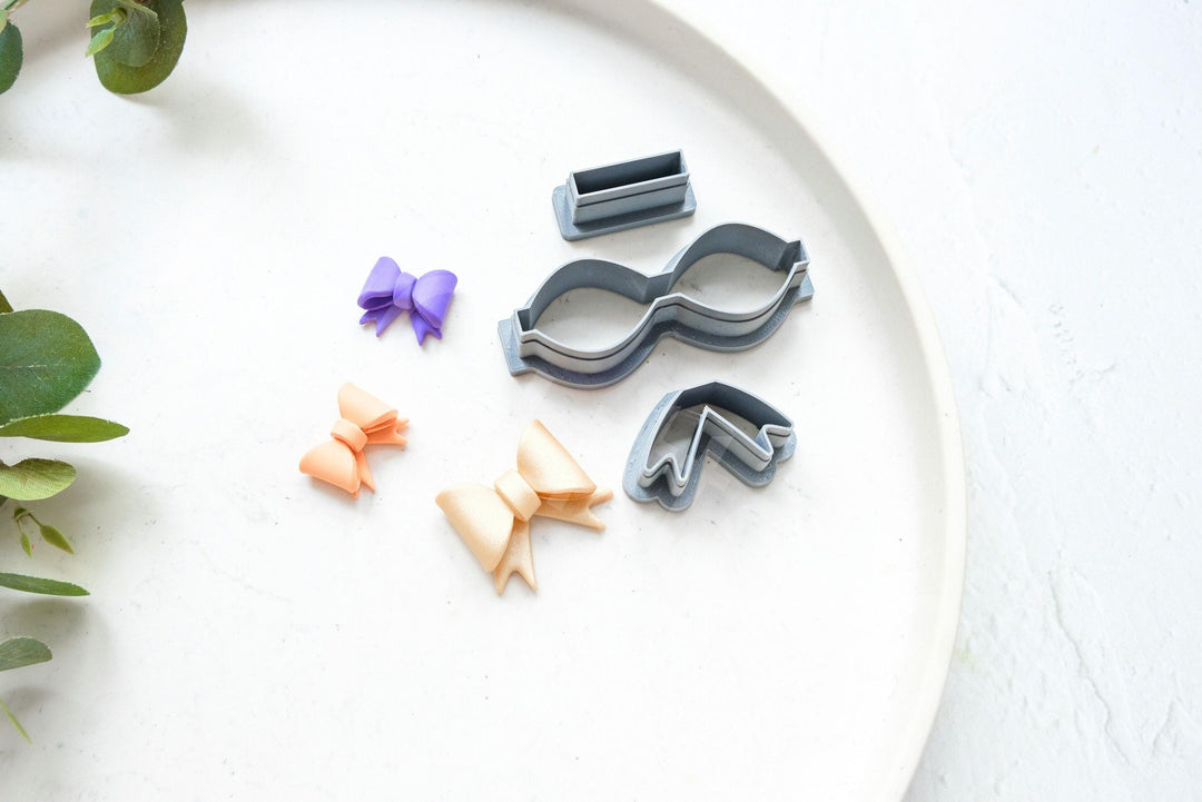 Bow Template 3pc Set: Polymer Clay Cutters, Christmas Earrings