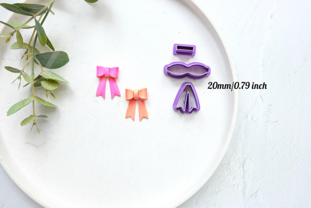 Bow Template 3pc Set – Scallop Christmas Bow Polymer Clay Cutter, Holiday Bow Mold for Earrings, Hair Clips & Festive Crafts