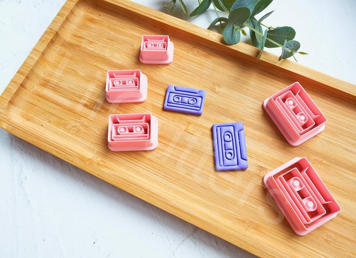 Cassette Tape Polymer Clay Cutter Set – 90s Retro Clay Cutters for Earrings, DIY Jewelry Making Tools, Mini Clay Cutter Set