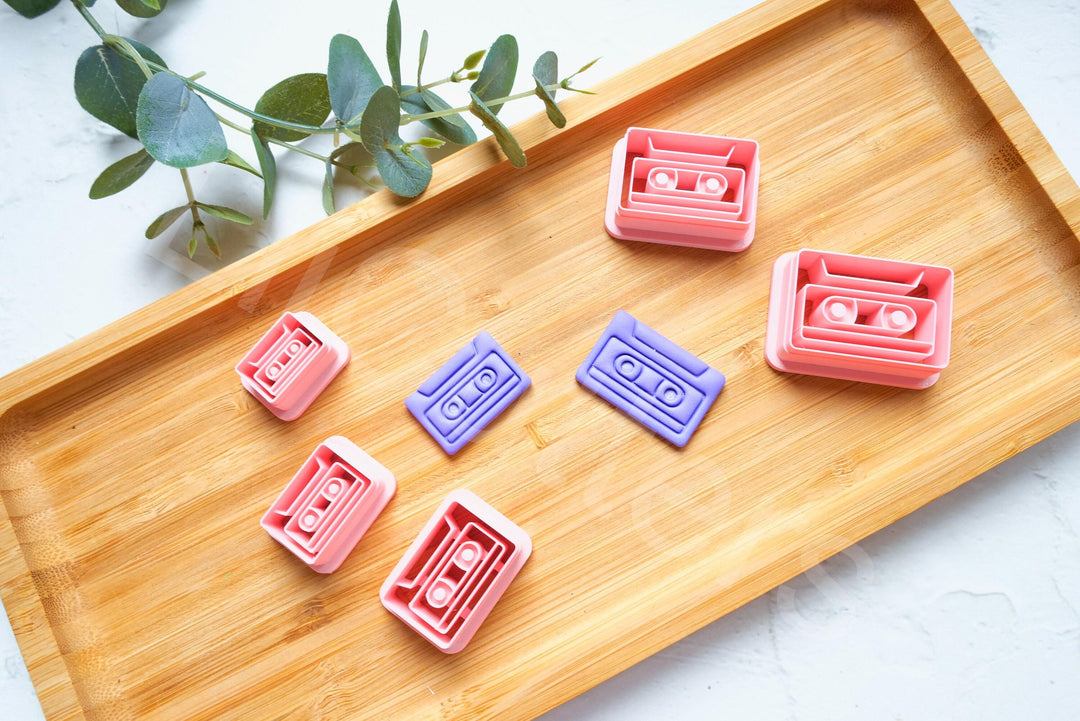 Cassette Tape Polymer Clay Cutter Set – 90s Retro Clay Cutters for Earrings, DIY Jewelry Making Tools, Mini Clay Cutter Set