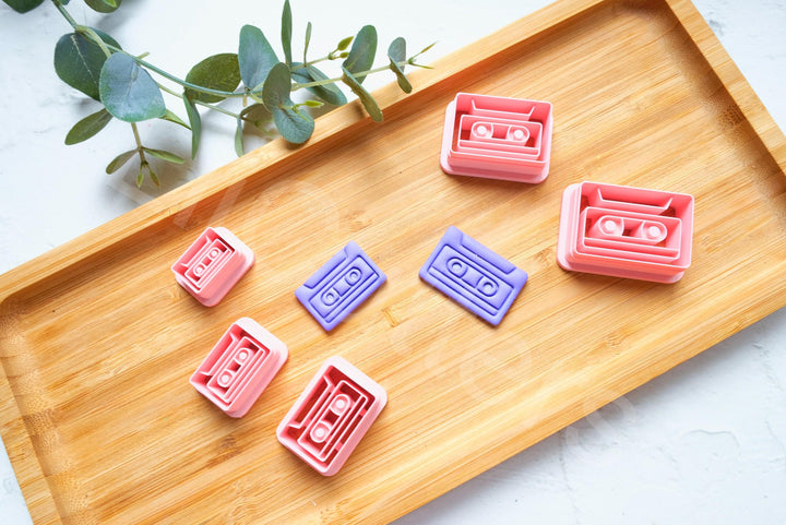 Cassette Tape Polymer Clay Cutter Set – 90s Retro Clay Cutters for Earrings, DIY Jewelry Making Tools, Mini Clay Cutter Set