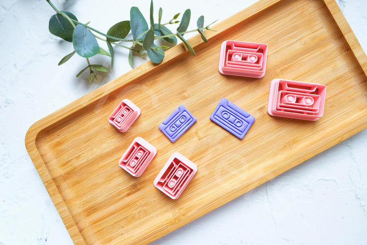 Cassette Tape Polymer Clay Cutter Set – 90s Retro Clay Cutters for Earrings, DIY Jewelry Making Tools, Mini Clay Cutter Set