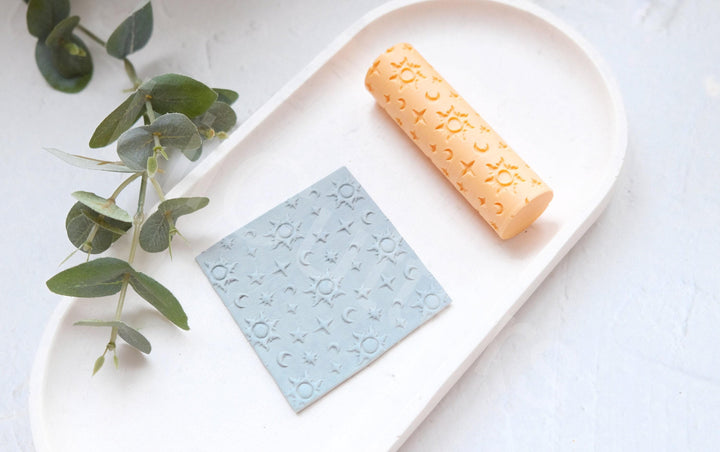 Celestial Symbol Clay Roller: Seamless Texture, Polymer Clay Pattern