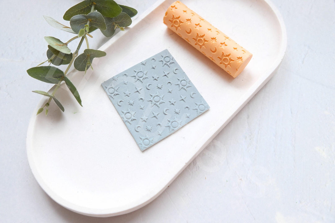 Celestial Symbol Clay Roller: Seamless Texture, Polymer Clay Pattern