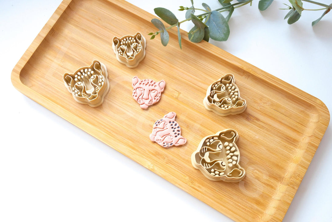 Cheetah Face Polymer Clay Cutter: Safari Animal Stamp