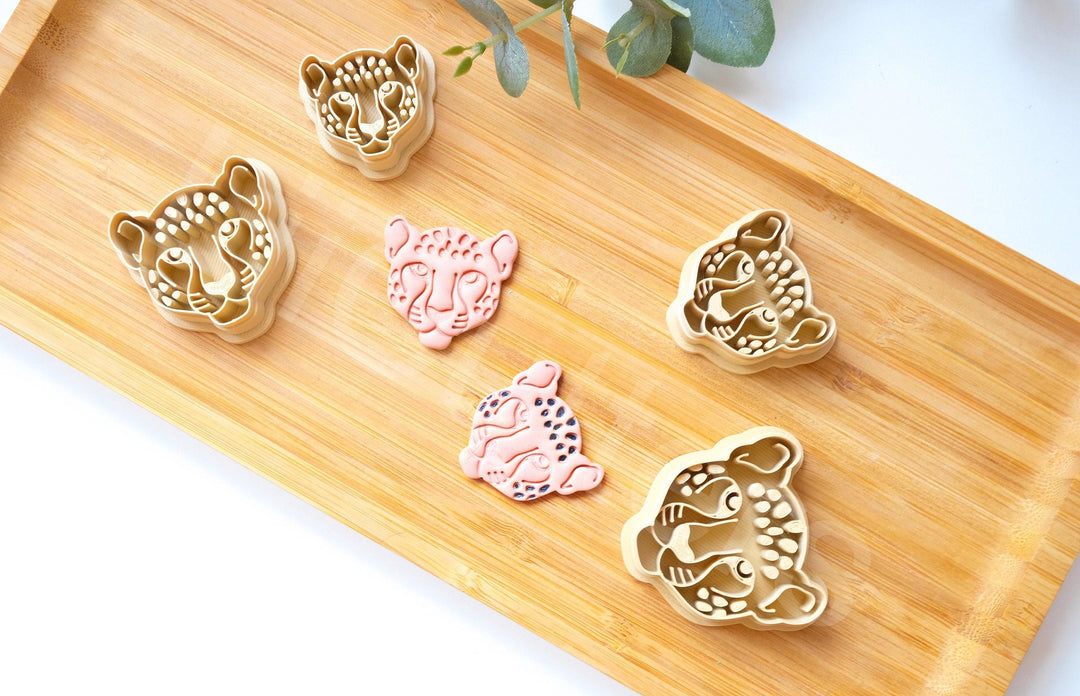 Cheetah Face Polymer Clay Cutter: Safari Animal Stamp