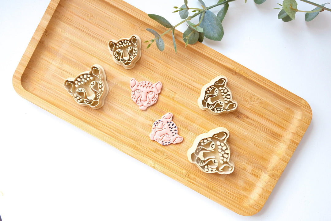 Cheetah Face Polymer Clay Cutter: Safari Animal Stamp