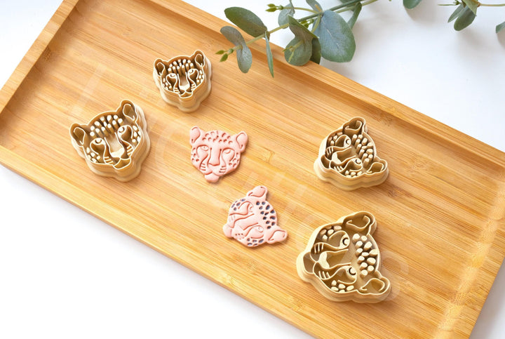 Cheetah Face Polymer Clay Cutter: Safari Animal Stamp