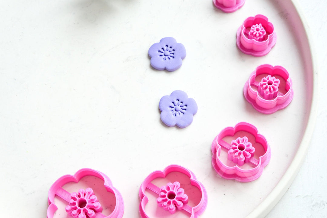 Embossed Cherry Flower Polymer Clay Cutter Set (Style B)
