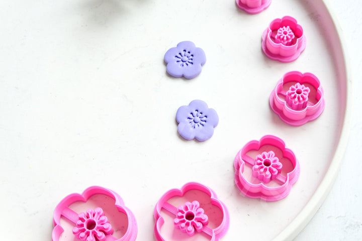 Embossed Cherry Flower Polymer Clay Cutter Set (Style B)