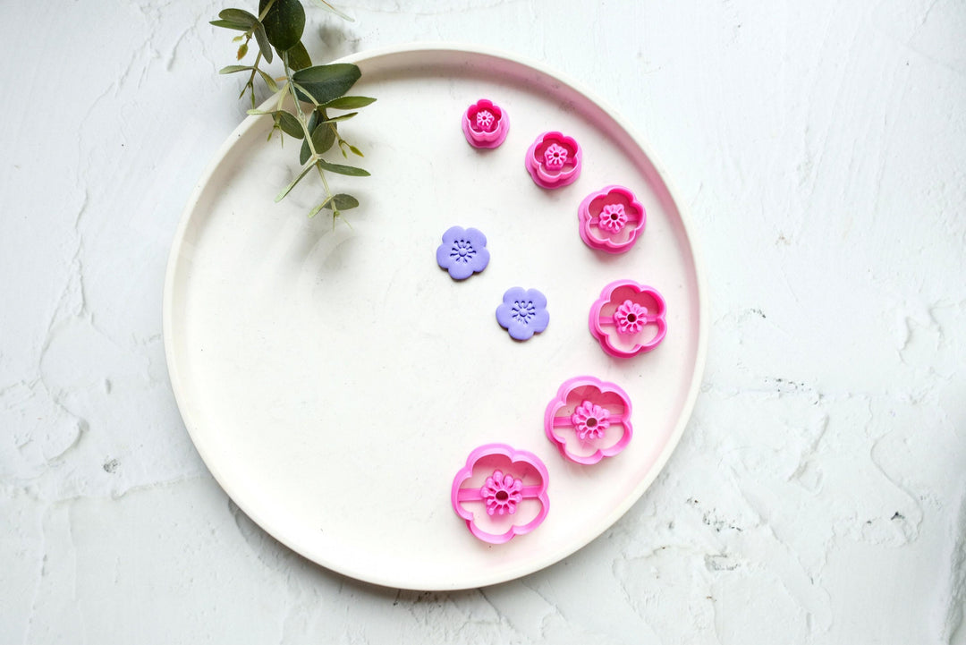 Embossed Cherry Flower Polymer Clay Cutter Set (Style B)
