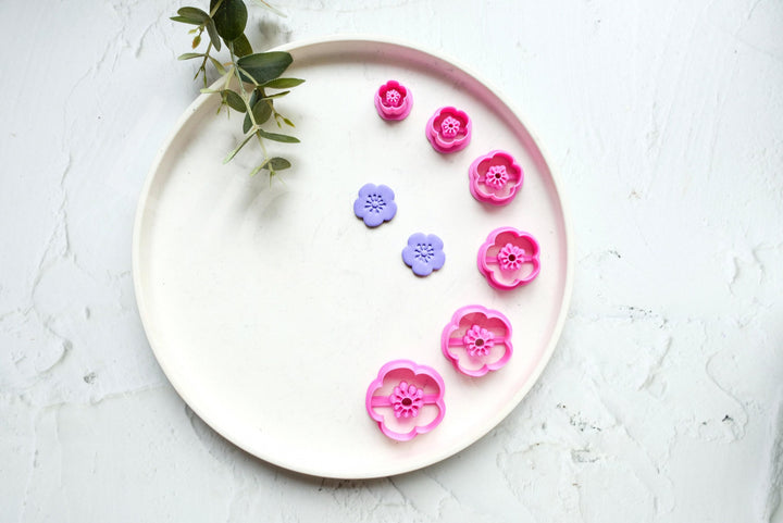 Embossed Cherry Flower Polymer Clay Cutter Set (Style B)
