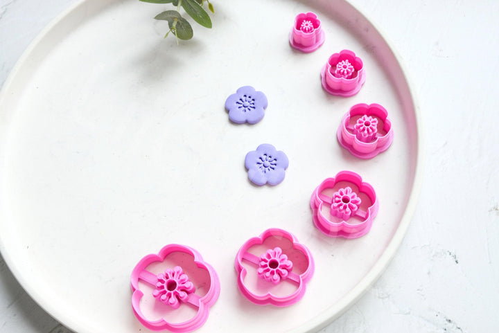 Embossed Cherry Flower Polymer Clay Cutter Set (Style B)