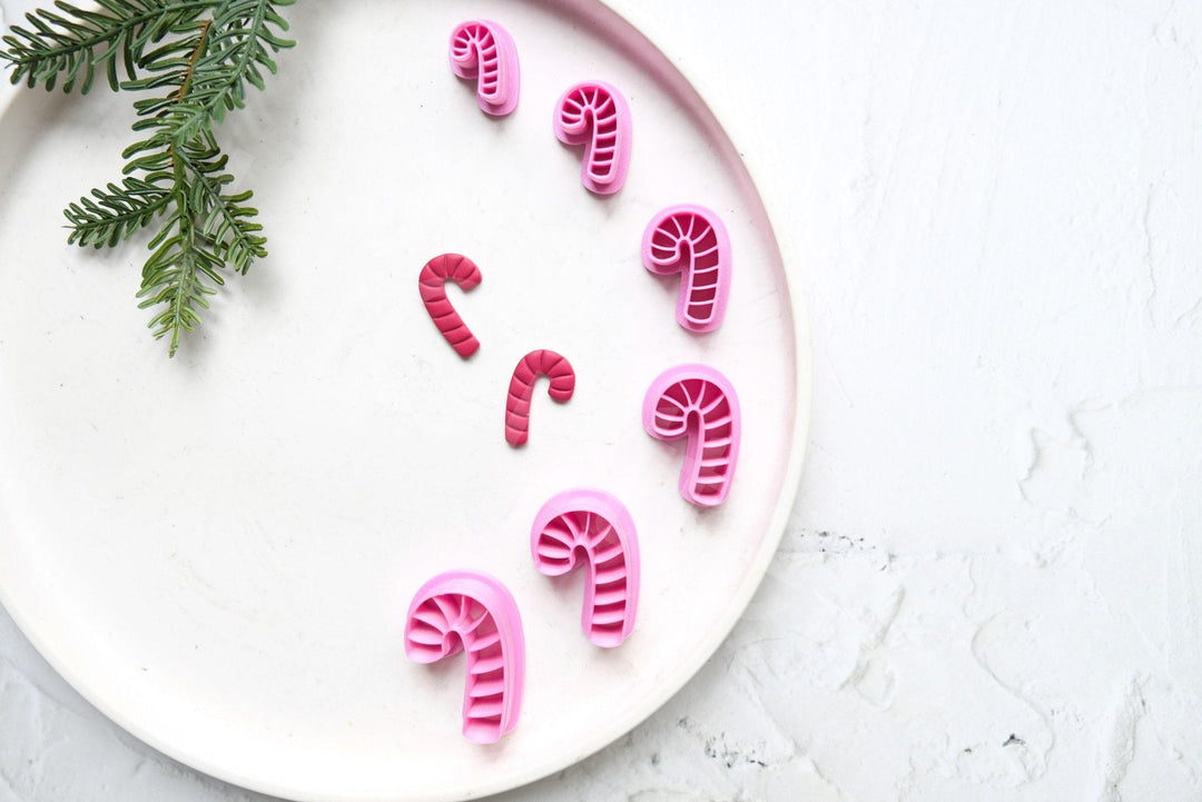 Christmas Candy Cane Clay Cutter Set: Embossed Scallop Edge, 6 Sizes