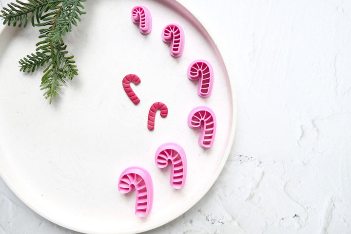 Christmas Candy Cane Clay Cutter Set: Embossed Scallop Edge, 6 Sizes