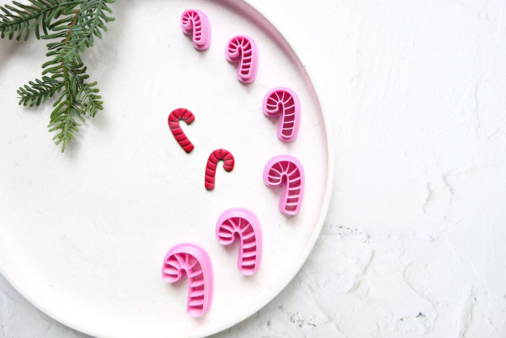 Christmas Candy Cane Clay Cutter Set: Embossed Scallop Edge, 6 Sizes