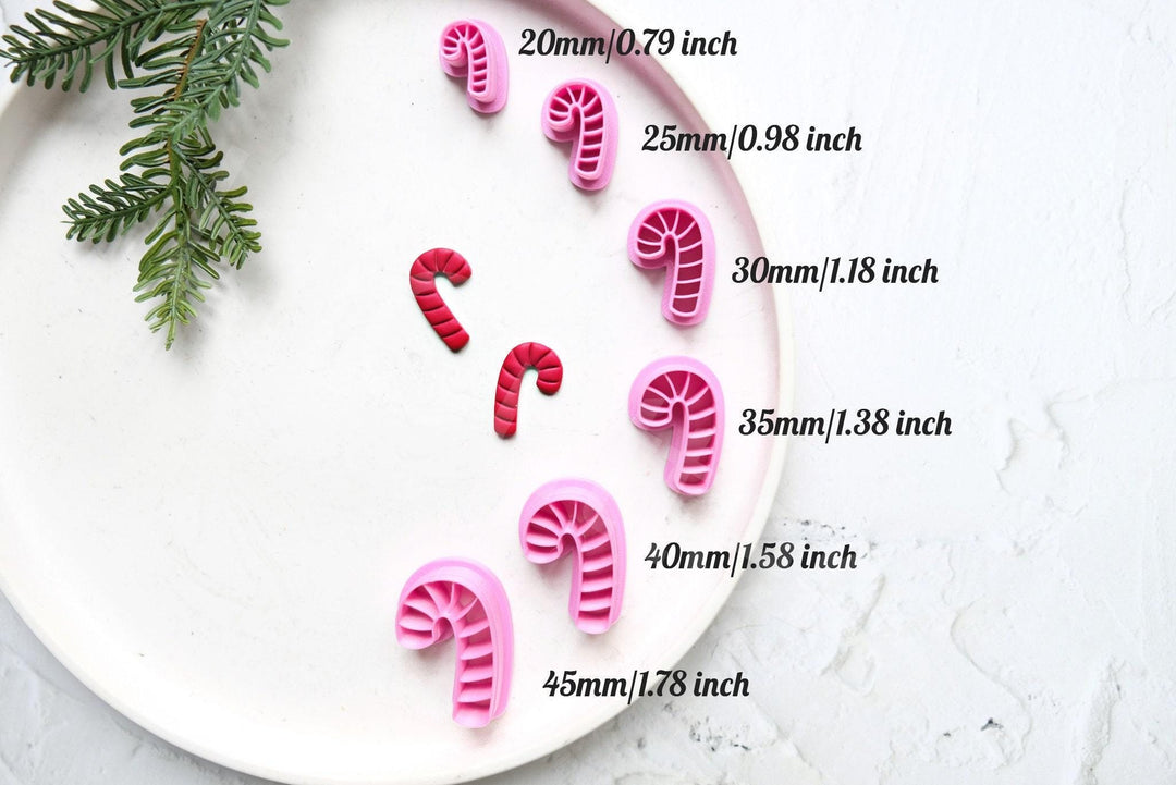 Christmas Candy Cane Clay Cutter Set: Embossed Scallop Edge, 6 Sizes