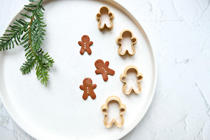 Gingerbread Boy Clay Cutter: Embossed Christmas Earring Mold