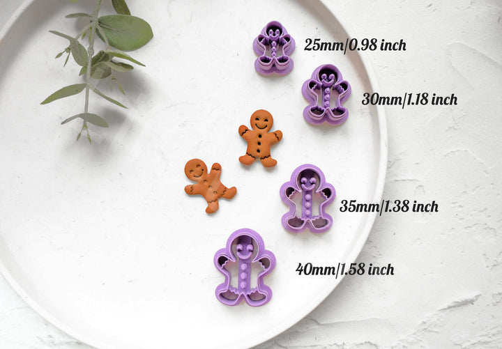 Gingerbread Man Clay Cutter Set: Embossed Ginger Boy, Christmas Earrings