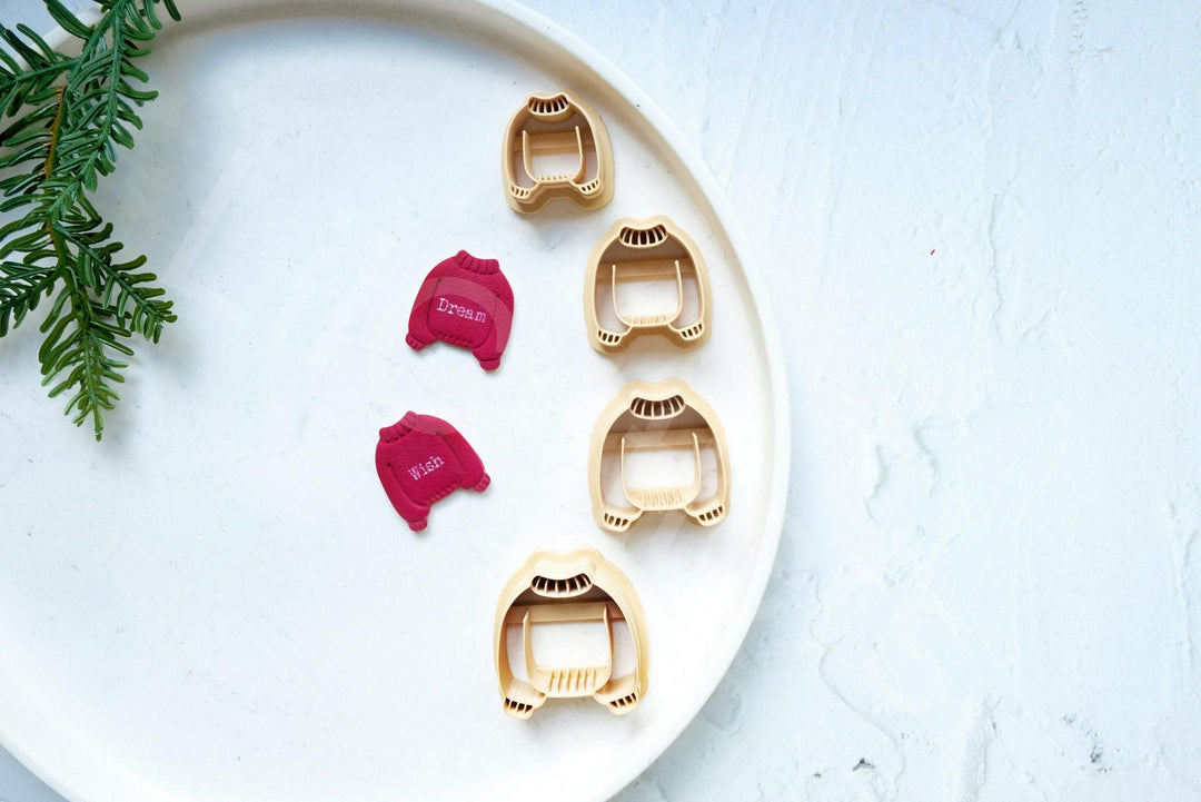 Christmas Sweater Clay Cutters: Scallop Jumper Earring DIY - 5 Sizes