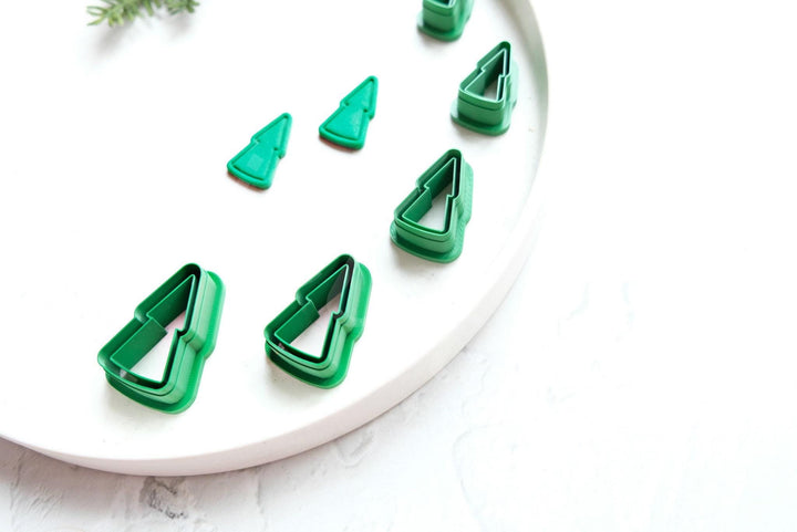 Christmas Tree Clay Cutter Set: Polymer Clay Earrings, Cookie Dough (5 Sizes)