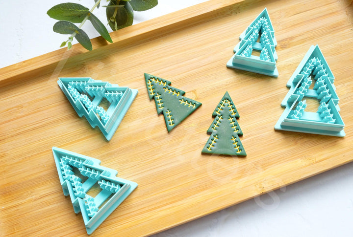 Christmas Tree Polymer Clay Cutter Set – Winter Clay Cutters for Earrings, 4 Sizes DIY Jewelry Making Tools, 3D Printed
