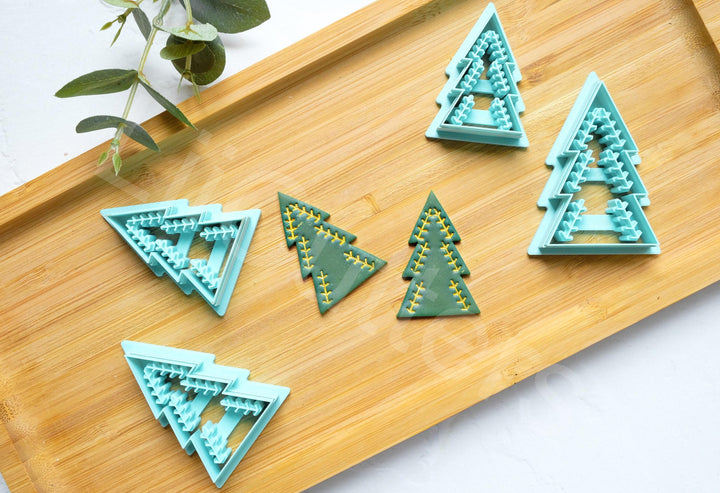 Christmas Tree Polymer Clay Cutter Set – Winter Clay Cutters for Earrings, 4 Sizes DIY Jewelry Making Tools, 3D Printed