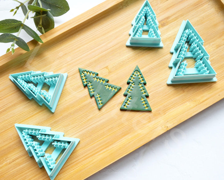 Christmas Tree Polymer Clay Cutter Set – Winter Clay Cutters for Earrings, 4 Sizes DIY Jewelry Making Tools, 3D Printed