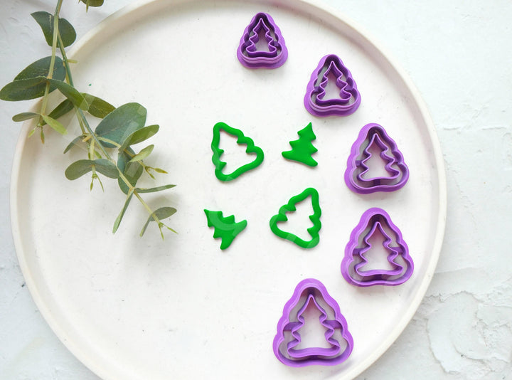 Christmas Tree Clay Cutter: Embossed Outline, Polymer Clay Earrings