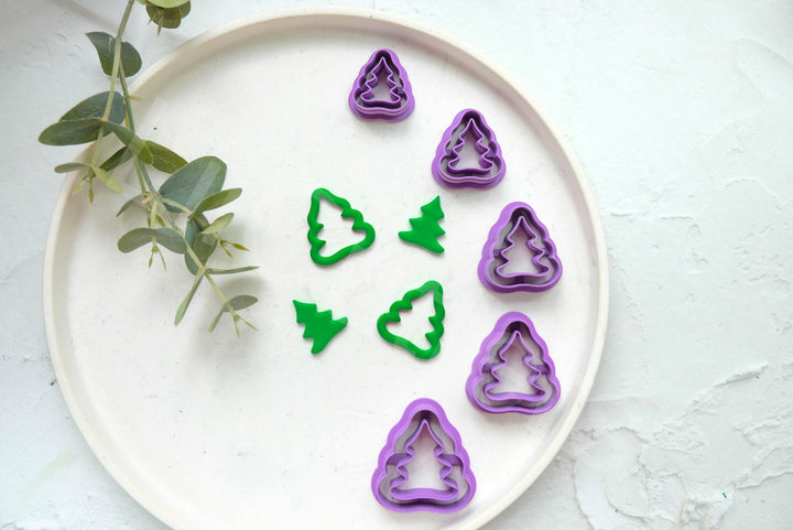 Christmas Tree Clay Cutter: Embossed Outline, Polymer Clay Earrings