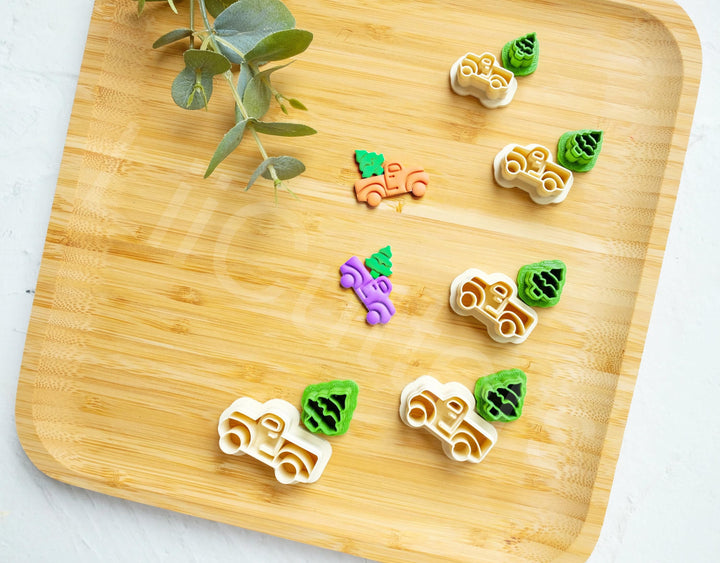 Christmas Truck Polymer Clay Cutter: Tree Earrings, Van Design