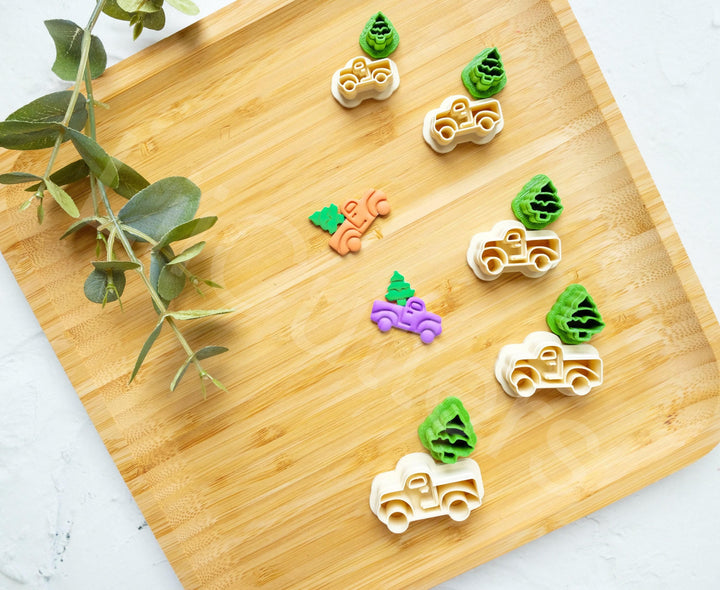 Christmas Truck Polymer Clay Cutter: Tree Earrings, Van Design