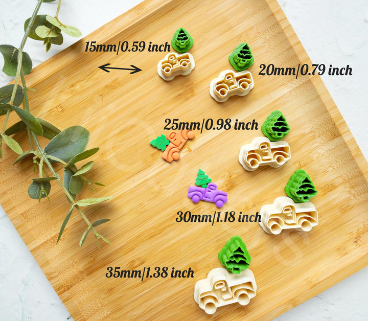 Christmas Truck Polymer Clay Cutter: Tree Earrings, Van Design