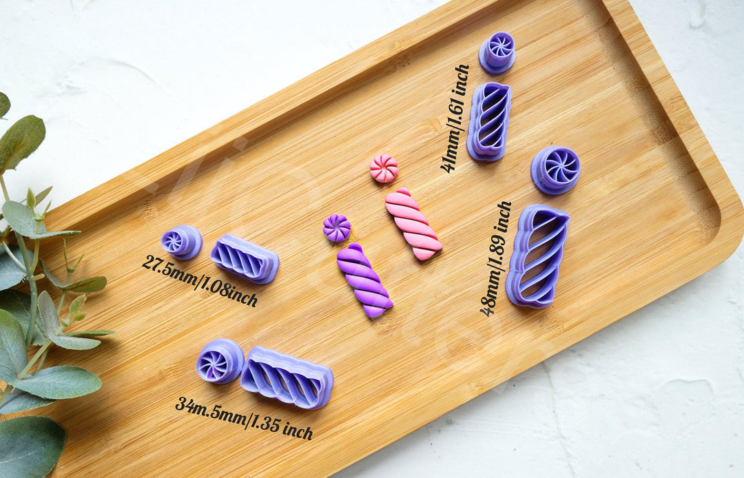 Christmas Candy Polymer Clay Cutters: Twisted Lollipop Design