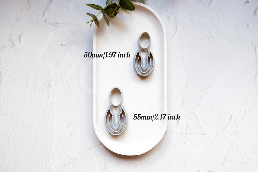 Oval Clay Earring Cutter Set: Embossed Geometric Tool