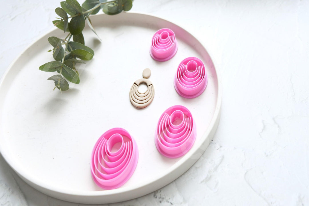 Embossed Circle Clay Cutter Set – Scallop Earring Design Combo, Geometric Polymer Clay Cutter Tools
