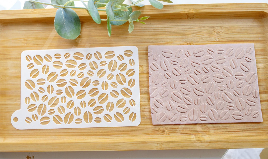 Coffee Bean Stencil: Seamless Clay Texture (80x120mm)