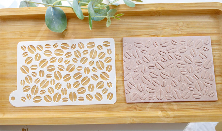 Coffee Bean Stencil: Seamless Clay Texture (80x120mm)