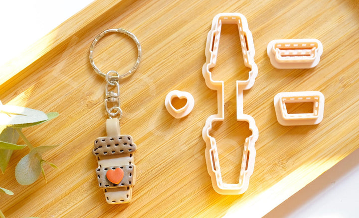 Coffee Cup Clay Cutter Set: Polymer Clay Earring, Keychain Cutters (35-45mm)