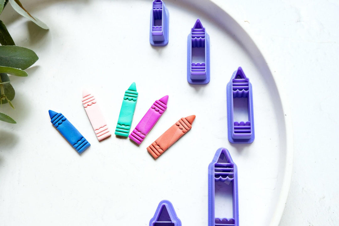 Crayon Clay Cutter Set for Polymer Clay | School Theme Clay Cutters | Back to School Earring Cutter | Teacher Gift | PLA Clay Tools