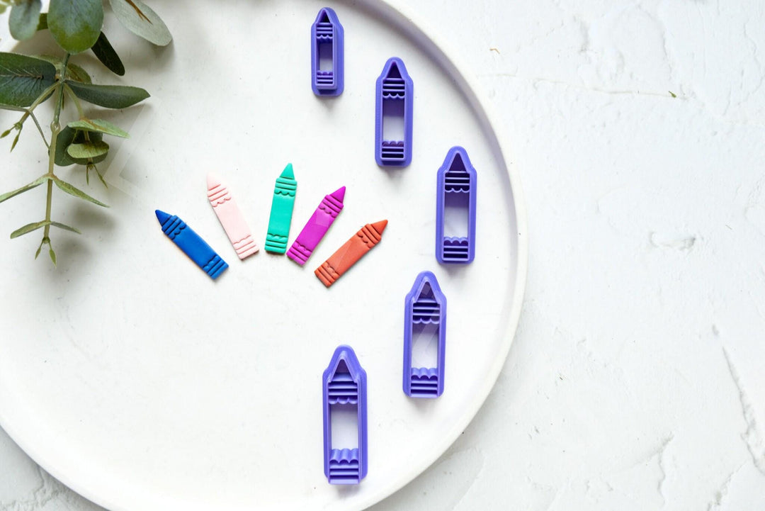 Crayon Clay Cutter Set for Polymer Clay | School Theme Clay Cutters | Back to School Earring Cutter | Teacher Gift | PLA Clay Tools