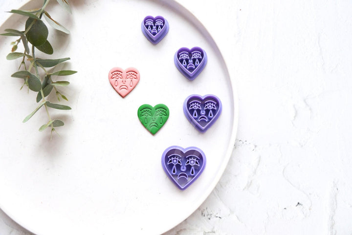 Crying Heart Polymer Clay Cutter: Valentine Earring Tool